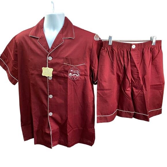 NWT Vintage Double Horse Button Up Asian Embroidered Red Shirt Mens Size Medium - Picture 1 of 12